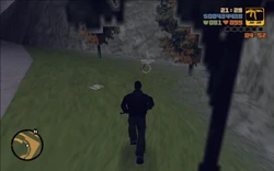 Luckily, a sniper rifle can be found near some trees.