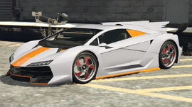 An NPC-modified Zentorno in the enhanced edition of GTA V. (rear quarter view)