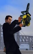 Toni Cipriani holding a Chainsaw in Grand Theft Auto: Liberty City Stories.