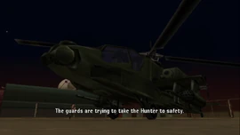 The guards are trying to take the Hunter to safety.