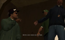 Ryder also complains about how CJ always is asked to drive after coming back despite his awful driving.