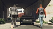 The Karin Kuruma armored variant used as the getaway vehicle for The Fleeca Job in Grand Theft Auto Online.