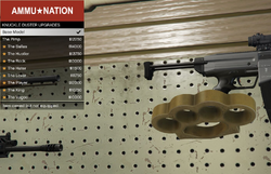 The variety of Knuckle Dusters customisations available from Ammu-Nation in the enhanced version (GTA Online shown).