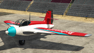 An LF-22 Starling with a Redwood Racer livery in Grand Theft Auto Online. (Rear quarter view)