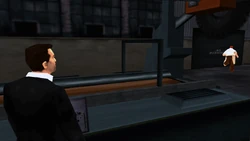 Casa hears the rotating saw sound and runs away screaming as he realizes Toni is going to kill him.