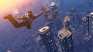 Trevor skydiving over Downtown Los Santos.