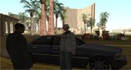 Carl Johnson saying goodbye to Maccer, shortly before flying to Liberty City.