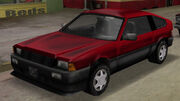 A Blista Compact in GTA Vice City (Rear quarter view).