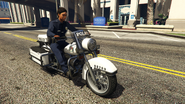 Jernigan on the police bike near Rockford Hills Police Station (Enhanced version, PC).
