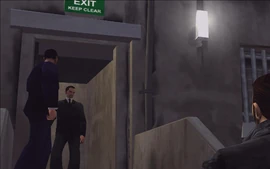 After a few seconds of waiting, Mickey Hamfists, the bodyguard of Luigi exits the club.