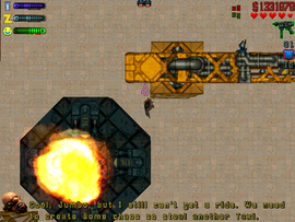 The crane drops it into the car crusher and destroys it. Elmo tells Claude to steal a second Taxi.