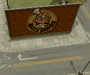 A Rusty Brown's billboard used for a Unique Stunt Jump in GTA Chinatown Wars.