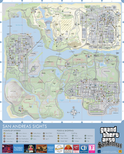 Updated Map of GTA:San Andreas With Real Life Locations (Included Cities)  Yellow - Major Cities / Orange - Counties / Red - Rural Towns. : r/GTA