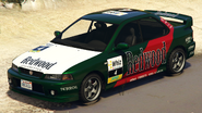 A Sultan Classic with a Redwood Racing livery in Grand Theft Auto Online. (Rear quarter view)