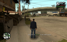 CJ is reminded to go to Emmet's to get a gun if he needs to.
