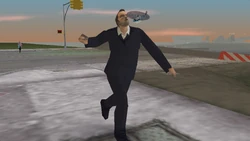 Tanner femininely running away from Claude.