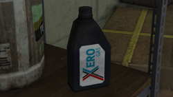 A Xero lubricant bottle. (rear)