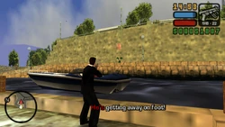 He's getting away on foot!