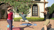 Amanda, Michael and Fabien doing Yoga together