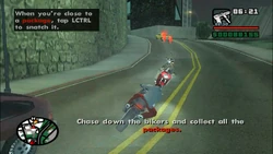 CJ chasing the bikers.