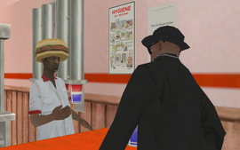 The employee talking to Carl.