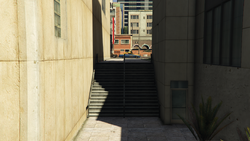 Walkway and stairwell to Hawick Avenue.