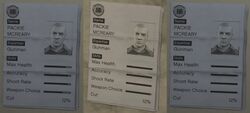 Packie's heist sheet in GTA V (L-R: Base Stats, after 1 heist and after 2 or more heists).