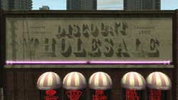 "Discount Wholesale (est 1899)" sign.