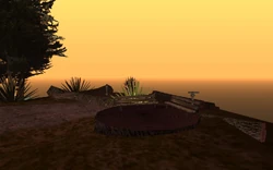 A lookout point with benches on the southern side of the promontory