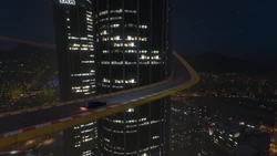 The track levels off before ascending again, going around the 