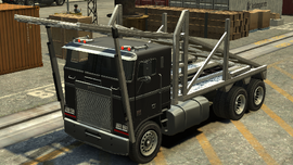 A Packer with a ramp in Grand Theft Auto IV. (Rear quarter view)