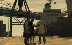 The Cook (right) meets Luis and Gay Tony in the mission "Diamonds in the Rough" in The Lost and Damned.