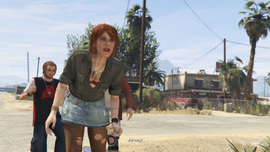 Ashley watches as Johnny is murdered by Trevor in Grand Theft Auto V.