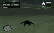 Carl Johnson swimming underwater past the Da Nang Boys guards.