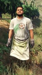 A pedestrian in a Los Santos Jardineros tee.