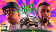 First promotional artwork for the Short Trips, featuring Lamar and Franklin.