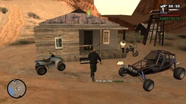 CJ has to pick up the Rocket Launcher.