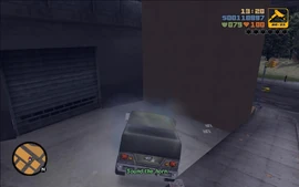 Claude honking the horn to tell the robbers' that he has arrived.