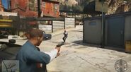 Franklin using the AP Pistol.