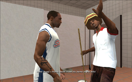 Loc tells CJ that his key to success is Madd Dogg's rhyme book, which he keeps at his luxurious mansion in Mulholland.