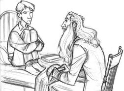 A younger Loris talking to his father, King Blazer