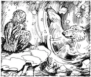 Svenka breaks the ice to keep the hagsfiends away.