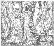 Nyroc flying through the forest.