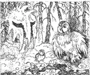The scroom of Kludd speaking to Nyroc, who in an out-of-body moment has risen above the lake. His real body is planted at the lake's edge.