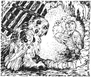 Myrrthe disguised as a gadfeather entering the Glauxian Sisters' Retreat.