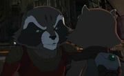 Ranger suggesting to Rocket they take a picture as a family.