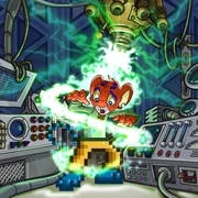 A  being zapped into 8-Bit