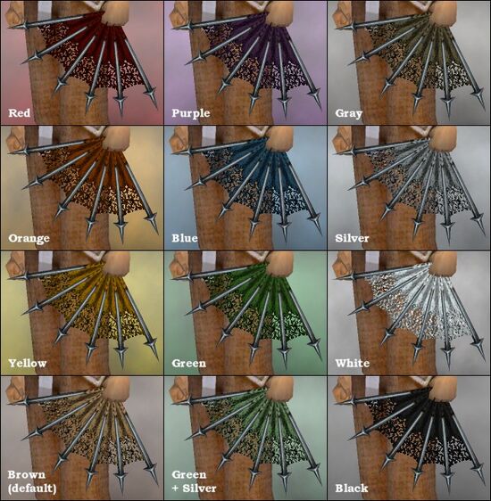 Pronged Fan dye chart