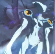 Justice siendo controlada por Chronus en Guilty Gear Xrd -Sign-