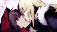 Present kissing Scrooge